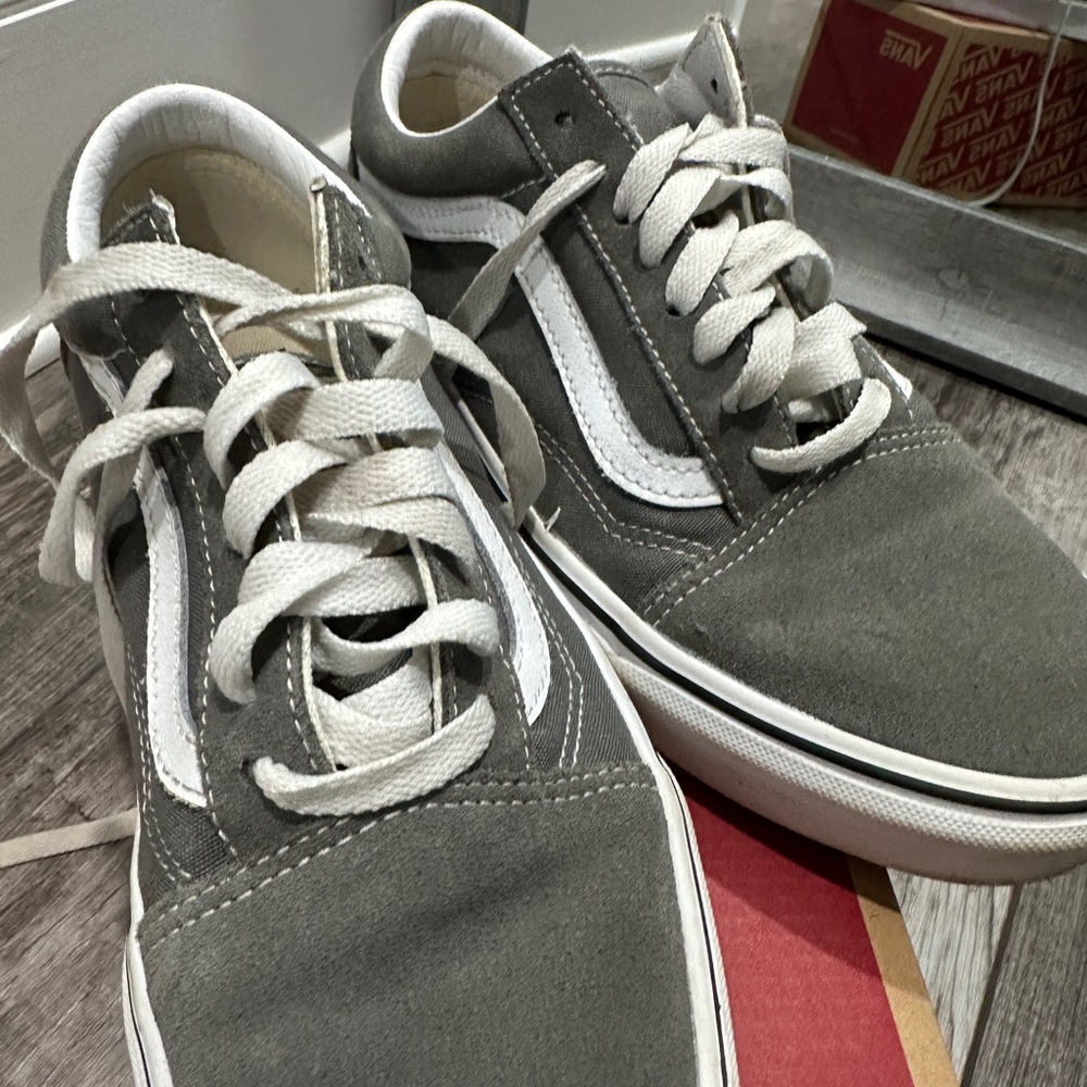 Vans Men's Charcoal and White Sneakers - Picture 3 of 4